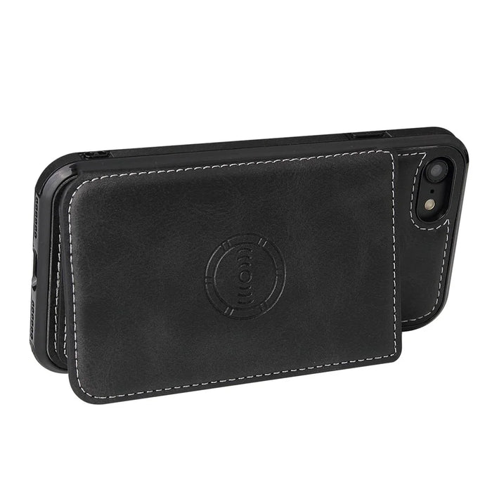 For iPhone 17e / 16e Case Card Holder Kickstand PU Leather + TPU Phone Cover - Black - 4