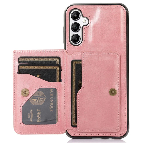 For Samsung Galaxy A26 5G Case Card Holder Kickstand PU Leather + TPU Phone Cover - Rose Gold - 1