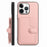 For iPhone 16 Pro Max Case RFID Blocking Card Holder Kickstand TPU + PU Leather Phone Back Cover - Rose Gold - 2