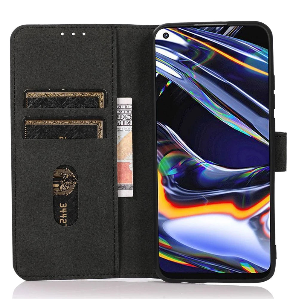 KHAZNEH For Samsung Galaxy S23 Ultra Textured PU Leather Phone Case Magnetic Clasp Foldable Stand Full Protection Phone Wallet Cover - Black - 3