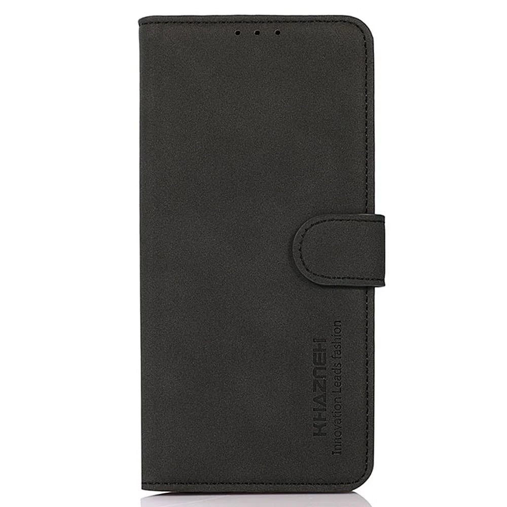KHAZNEH For Samsung Galaxy S23 Ultra Textured PU Leather Phone Case Magnetic Clasp Foldable Stand Full Protection Phone Wallet Cover - Black - 6