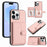 For iPhone 16 Pro Case RFID Blocking Card Holder Kickstand TPU + PU Leather Phone Back Cover - Rose Gold - 1