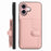 For iPhone 16 Plus Case RFID Blocking Card Holder Kickstand TPU + PU Leather Phone Back Cover - Rose Gold - 2