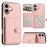 For iPhone 16 Plus Case RFID Blocking Card Holder Kickstand TPU + PU Leather Phone Back Cover - Rose Gold - 3