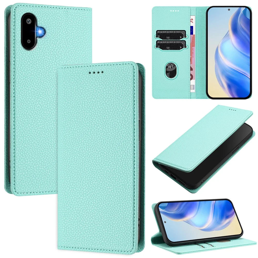 For Samsung Galaxy M06 5G / Galaxy F06 5G Wallet Case RFID Blocking Litchi Texture Leather Mobile Cover - Mint Green - 1