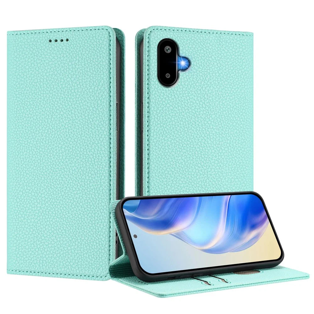 For Samsung Galaxy M06 5G / Galaxy F06 5G Wallet Case RFID Blocking Litchi Texture Leather Mobile Cover - Mint Green - 2