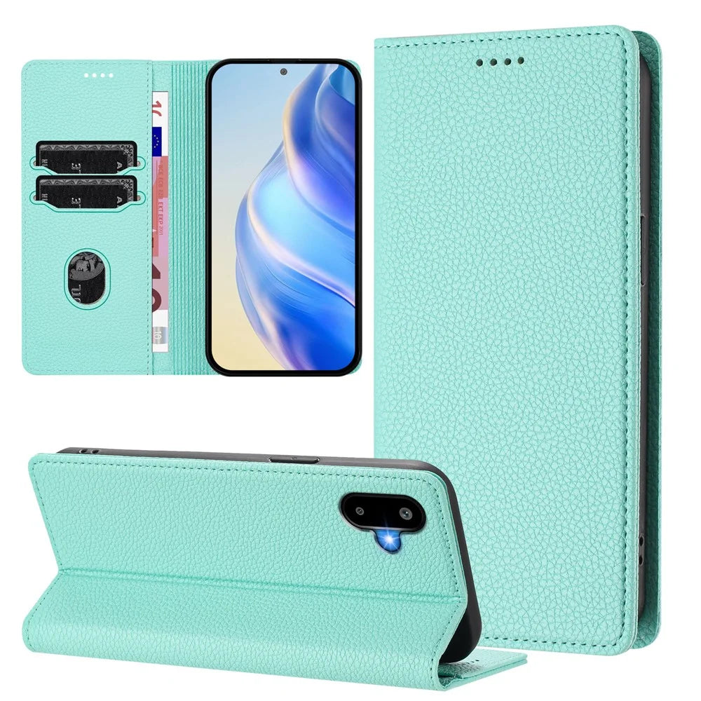 For Samsung Galaxy M06 5G / Galaxy F06 5G Wallet Case RFID Blocking Litchi Texture Leather Mobile Cover - Mint Green - 4