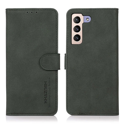 KHAZNEH For Samsung Galaxy S23+ Textured PU Leather Phone Drop-proof Case Magnetic Clasp Foldable Stand Wallet Cover - Green - 1