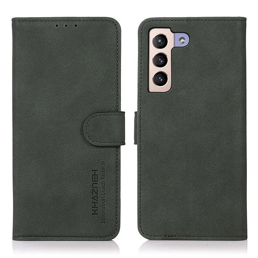 KHAZNEH For Samsung Galaxy S23+ Textured PU Leather Phone Drop-proof Case Magnetic Clasp Foldable Stand Wallet Cover - Green - 1