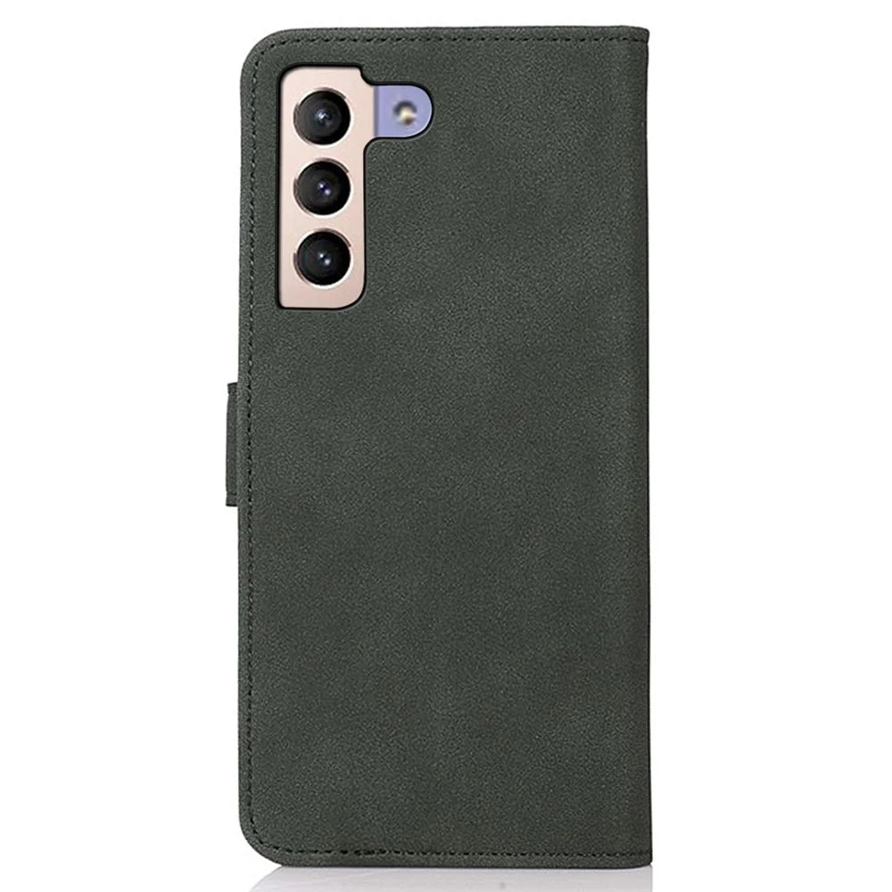 KHAZNEH For Samsung Galaxy S23+ Textured PU Leather Phone Drop-proof Case Magnetic Clasp Foldable Stand Wallet Cover - Green - 7