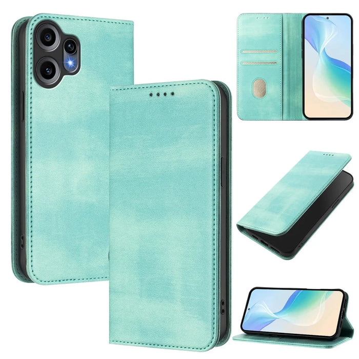 For Nothing CMF Phone 2 Pro Wallet Cases Retro Texture RFID Blocking Leather Phone Cover - Mint Green - 2