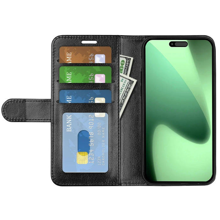 For iPhone 18 Pro / 17 Pro Case Crazy Horse Texture Stand Leather Phone Cover - Black - 4