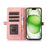For iPhone 16 Pro Max Case Zipper Pocket 9 Card Slots PU Leather Phone Cover with Wrist Strap - Rose Gold - 2