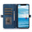 For iPhone 15 Case Zipper Pocket 9 Card Slots PU Leather Phone Cover with Wrist Strap - Blue - 3
