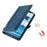 For iPhone 15 Case Zipper Pocket 9 Card Slots PU Leather Phone Cover with Wrist Strap - Blue - 5
