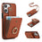 For iPhone 15 Pro Max Case Card Holder Ring Kickstand TPU + PU Leather Phone Cover with Long Strap - Brown - 1