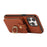 For iPhone 15 Pro Max Case Card Holder Ring Kickstand TPU + PU Leather Phone Cover with Long Strap - Brown - 3