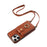 For iPhone 15 Pro Max Case Card Holder Ring Kickstand TPU + PU Leather Phone Cover with Long Strap - Brown - 5