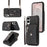 For Samsung Galaxy S25 Edge Case PU Leather + TPU RFID Blocking Card Slots Phone Cover with 2 Straps - Black - 1