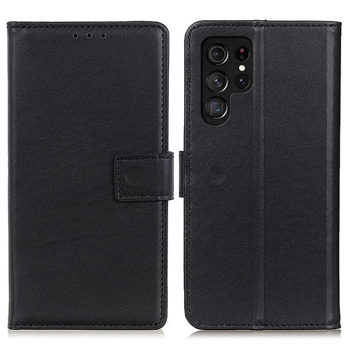 Anti-fall Cell Phone Cover For Samsung Galaxy S23 Ultra, PU Leather Foldable Stand Protective Flip Phone Wallet Case - Black - 1