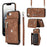 For iPhone 17e / 16e Case PU Leather + TPU RFID Blocking Card Slots Phone Cover with 2 Straps - Brown - 1