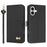 For iPhone 16 Case Bowknot Decor Wallet Leather Phone Cover with Wrist Strap - Black - 1