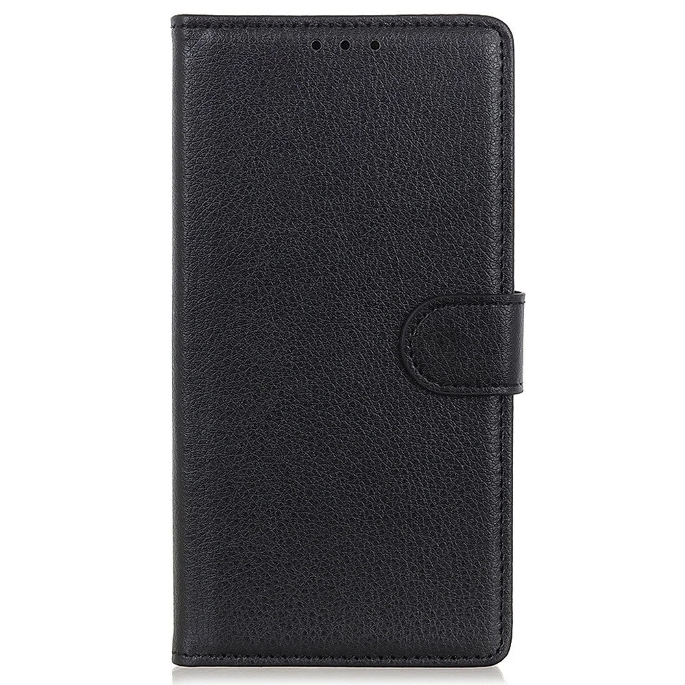 Shockproof Phone Case For Samsung Galaxy S23 Ultra, Litchi Texture Wallet Stand Scratch-resistant PU Leather Phone Cover - Black - 6