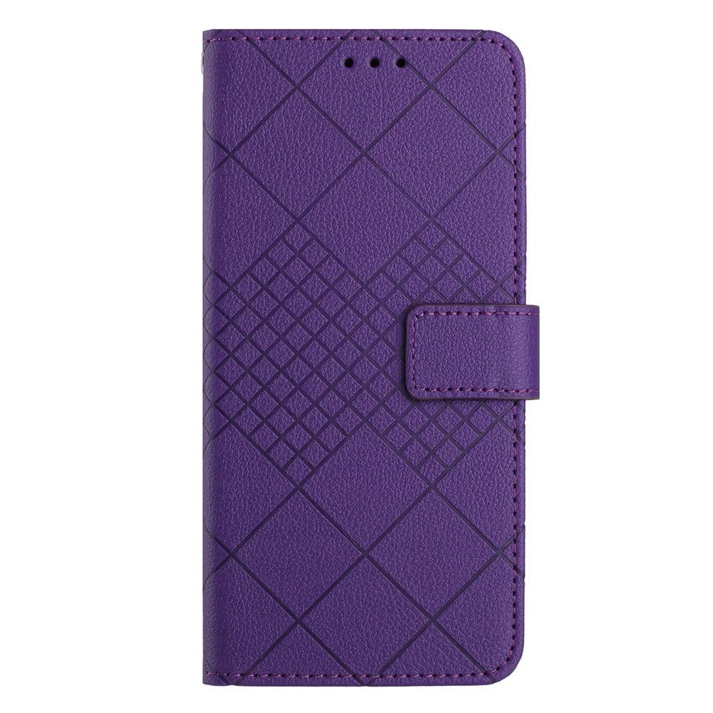 For Samsung Galaxy A17 5G / A17 4G / A26 5G Case Wallet Imprint PU Leather Flip Folio Phone Cover - Dark Purple - 7
