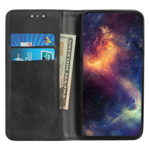 For Samsung Galaxy S23+ Anti-fall Split Leather Phone Case Magnetic Auto-absorbed Flip Cowhide Texture Phone Wallet Cover with Stand - Black - 2