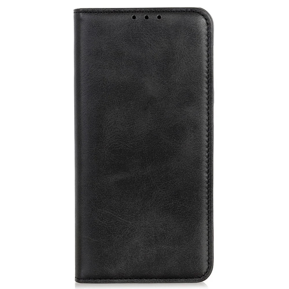 For Samsung Galaxy S23+ Anti-fall Split Leather Phone Case Magnetic Auto-absorbed Flip Cowhide Texture Phone Wallet Cover with Stand - Black - 6