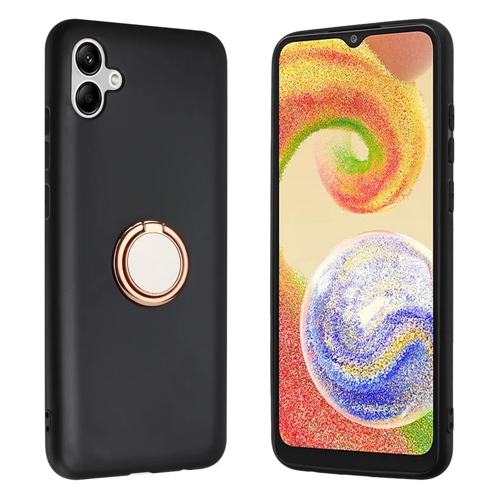 For Samsung Galaxy A07 4G / A07 5G / A06 5G / A06 4G Case Ring Kickstand Soft TPU Matte Phone Cover - Rose Gold - 1