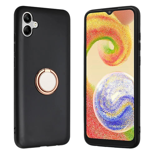 For Samsung Galaxy A07 4G / A07 5G / A06 5G / A06 4G Case Ring Kickstand Soft TPU Matte Phone Cover - Rose Gold - 1