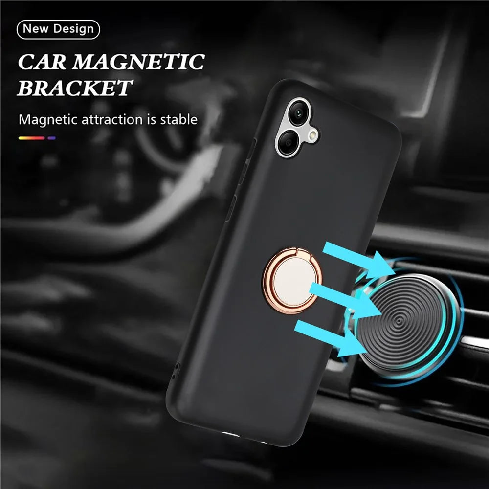 For Samsung Galaxy A07 4G / A07 5G / A06 5G / A06 4G Case Ring Kickstand Soft TPU Matte Phone Cover - Rose Gold - 2