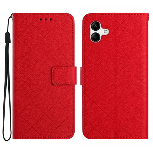 For Samsung Galaxy A07 4G / A07 5G / A06 5G / A06 4G Case Wallet Imprint PU Leather Flip Folio Phone Cover - Red - 1