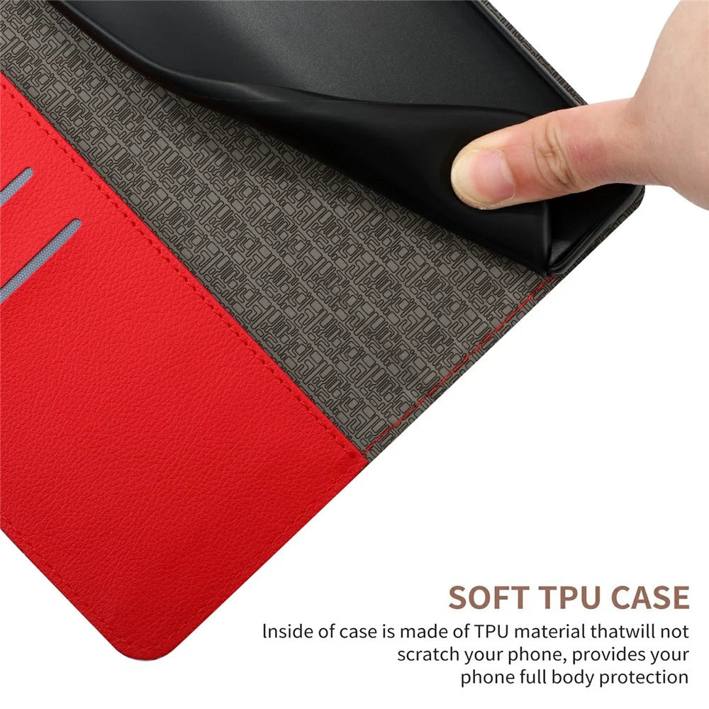 For Samsung Galaxy A07 4G / A07 5G / A06 5G / A06 4G Case Wallet Imprint PU Leather Flip Folio Phone Cover - Red - 6