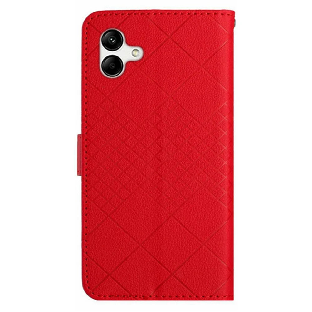 For Samsung Galaxy A07 4G / A07 5G / A06 5G / A06 4G Case Wallet Imprint PU Leather Flip Folio Phone Cover - Red - 7