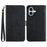 For iPhone 17 Case Butterfly Flower Imprinted Leather Phone Cover with Strap - Black - 1