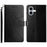 For iPhone 17 Case with Wrist Strap Y Shaped Lines Imprint Leather Phone Cover - Black - 1