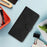 For iPhone 18 Pro / 17 Pro Case Skin Touch Lines Imprinted PU Leather Flip Phone Cover - Black - 7