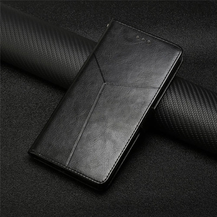 For iPhone 18 Pro / 17 Pro Case with Wrist Strap Y Shaped Lines Imprint Leather Phone Cover - Black - 7