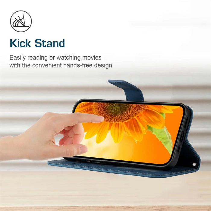 For iPhone Air Case Sunflower Imprint PU Leather Phone Cover with Long Strap - Dark Blue - 3