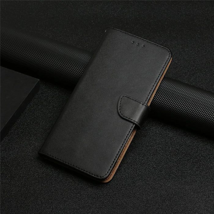 For iPhone Air Case Genuine Cow Leather Phone Cover Nappa Texture - Black - 7