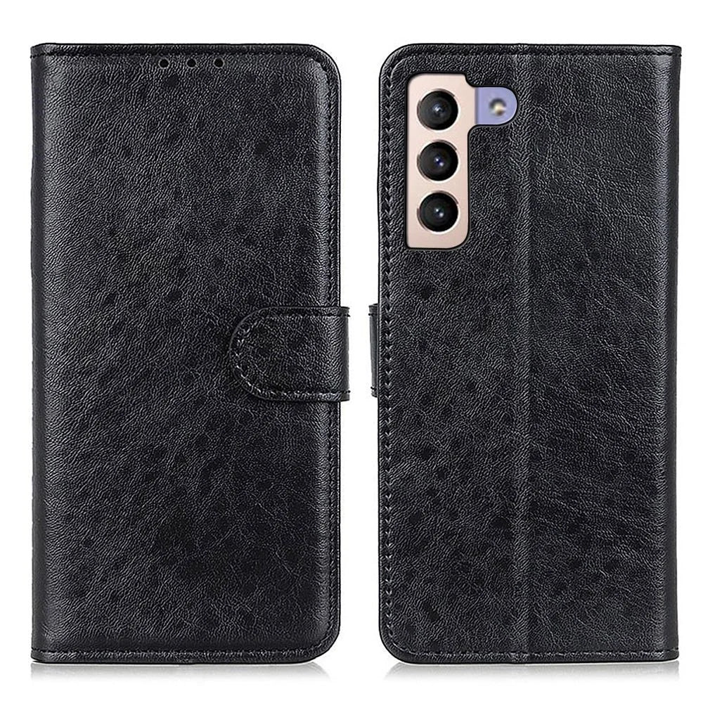 For Samsung Galaxy S23+ Crazy Horse Texture PU Leather Wallet Case Magnetic Clasp Phone Flip Stand Cover - Black - 1