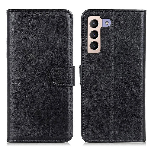 For Samsung Galaxy S23+ Crazy Horse Texture PU Leather Wallet Case Magnetic Clasp Phone Flip Stand Cover - Black - 1