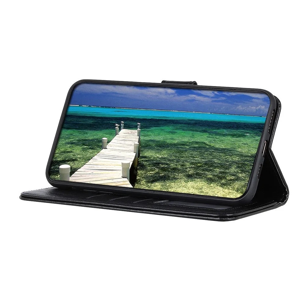 For Samsung Galaxy S23+ Crazy Horse Texture PU Leather Wallet Case Magnetic Clasp Phone Flip Stand Cover - Black - 2