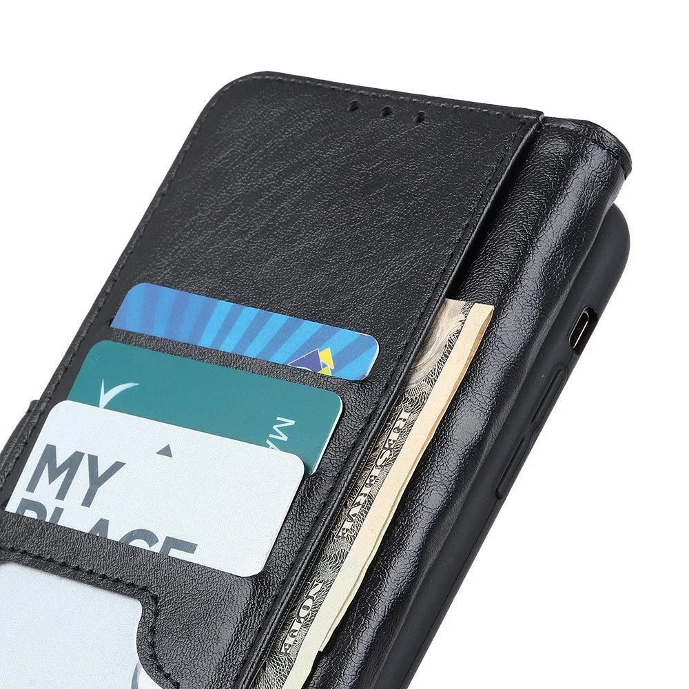 For Samsung Galaxy S23+ Crazy Horse Texture PU Leather Wallet Case Magnetic Clasp Phone Flip Stand Cover - Black - 4
