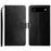 For iPhone Air Case with Wrist Strap Y Shaped Lines Imprint Leather Phone Cover - Black - 1