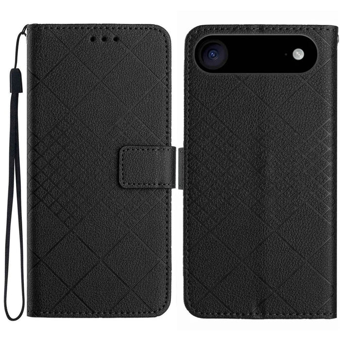 For iPhone Air Case Wallet Imprint PU Leather Flip Folio Phone Cover - Black - 1