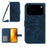 For iPhone 18 Pro Max / 17 Pro Max Case Sunflower Imprint PU Leather Phone Cover with Long Strap - Dark Blue - 1
