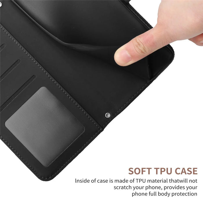 For iPhone 18 Pro Max / 17 Pro Max Case Butterfly Flower Imprinted Leather Phone Cover with Strap - Black - 6